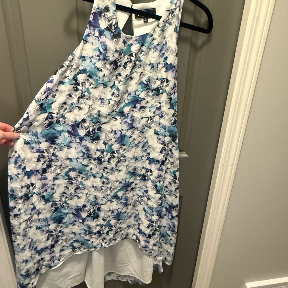 Sam Edelman Sleeveless Blue Floral Printed high low Dress
